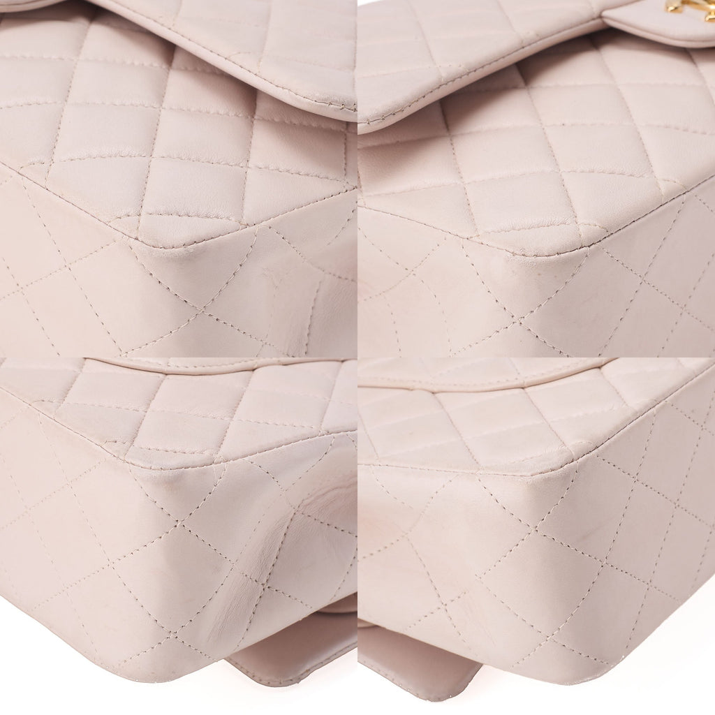 CHANEL Lambskin Matelasse 25cm Double Flap Chain Shoulder Pink Gold-Tone Hardware, Pre-Owned