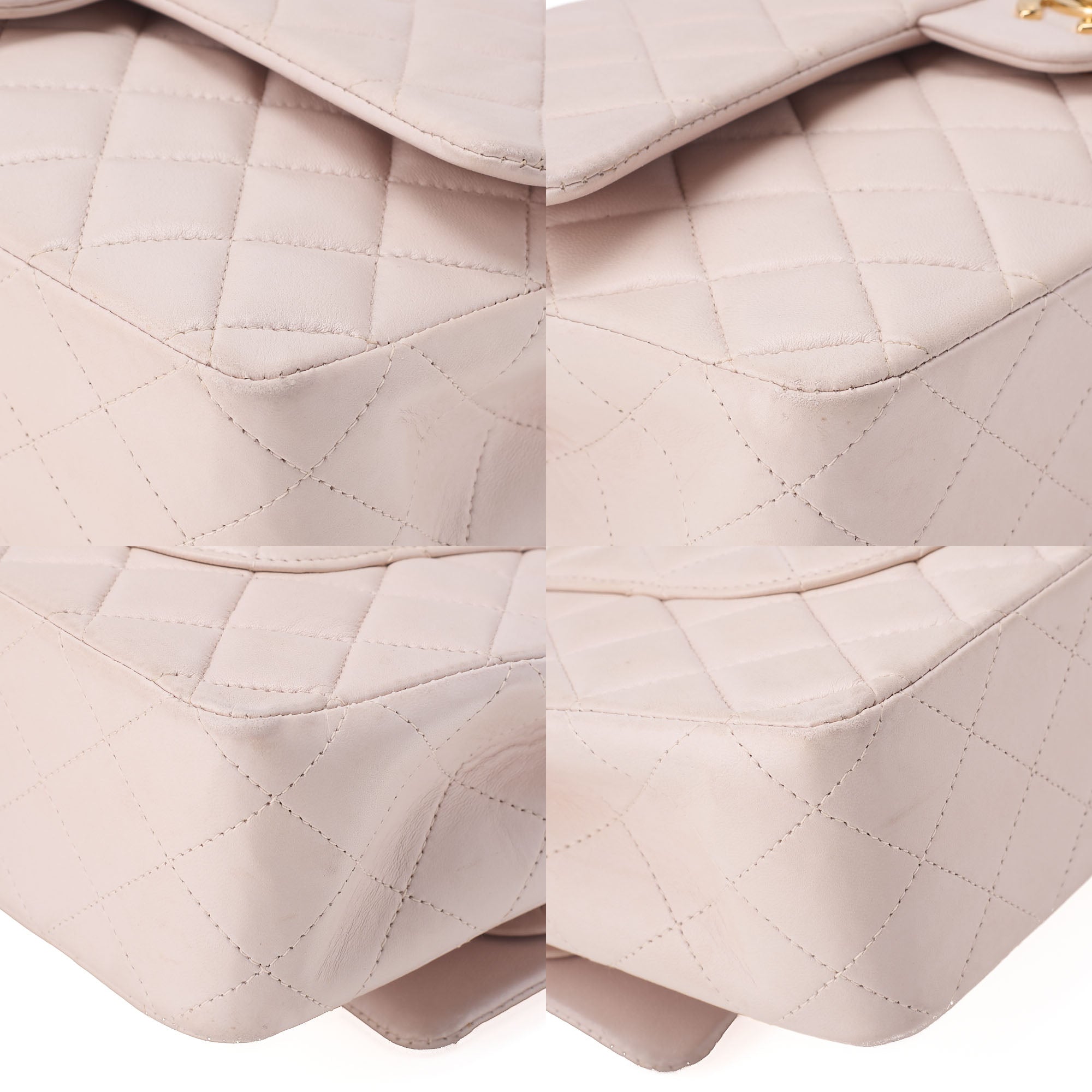 CHANEL Lambskin Matelasse 25cm Double Flap Chain Shoulder Pink Gold-Tone Hardware, Pre-Owned