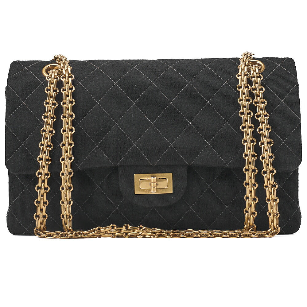 CHANEL Chain Shoulder Bag Matelasse 2.55 Double Flap Cotton Black (Champagne Gold Fittings) Women's Bag Women's [Used] [Free Shipping] [SS]