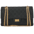 CHANEL Chain Shoulder Bag Matelasse 2.55 Double Flap Cotton Black (Champagne Gold Fittings) Women's Bag Women's [Used] [Free Shipping] [SS]