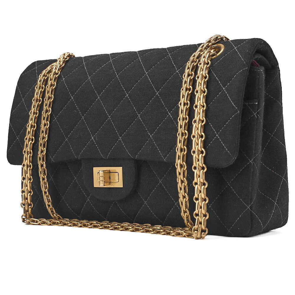 CHANEL Chain Shoulder Bag Matelasse 2.55 Double Flap Cotton Black (Champagne Gold Fittings) Women's Bag Women's [Used] [Free Shipping] [SS]