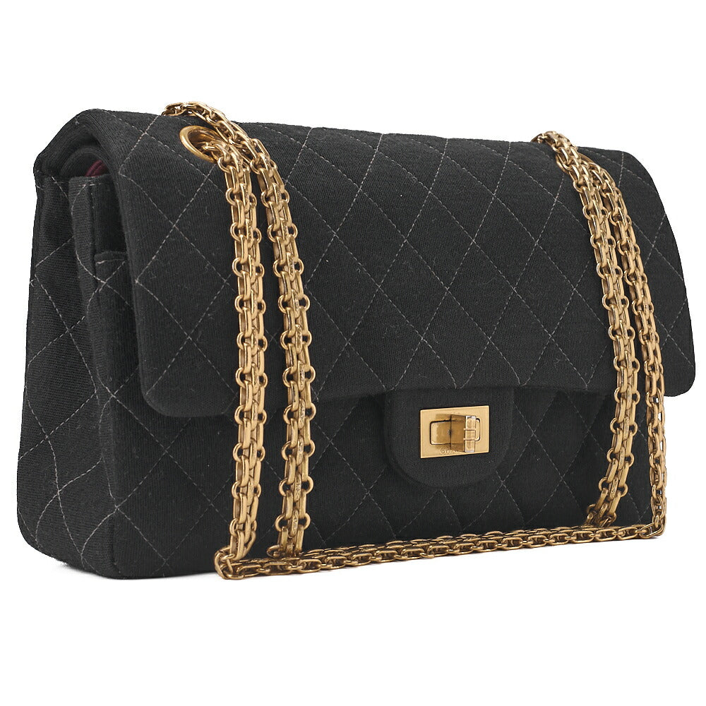 CHANEL Chain Shoulder Bag Matelasse 2.55 Double Flap Cotton Black (Champagne Gold Fittings) Women's Bag Women's [Used] [Free Shipping] [SS]