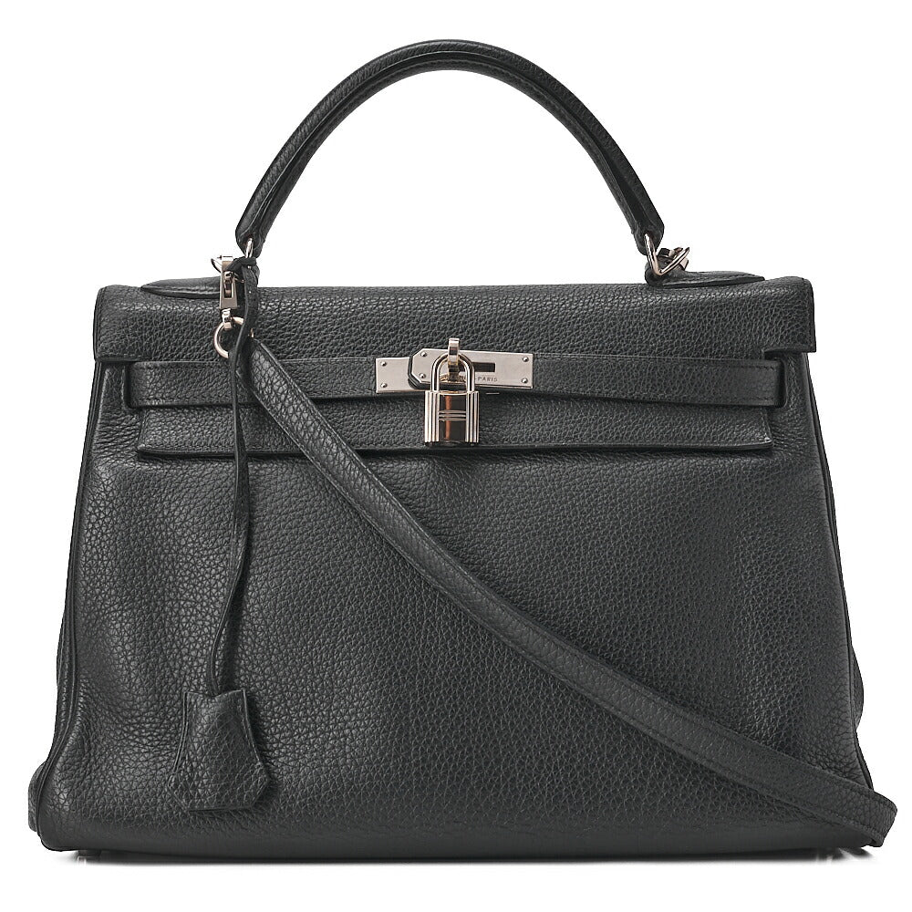 HERMES Kelly 32 Inseam Tryon 2way Shoulder Bag Black Silver-Tone Hardware, Pre-Owned