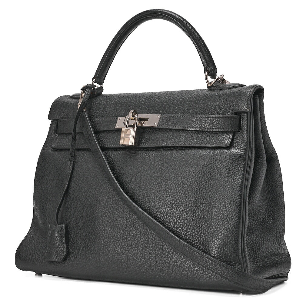 HERMES Kelly 32 Inseam Tryon 2way Shoulder Bag Black Silver-Tone Hardware, Pre-Owned