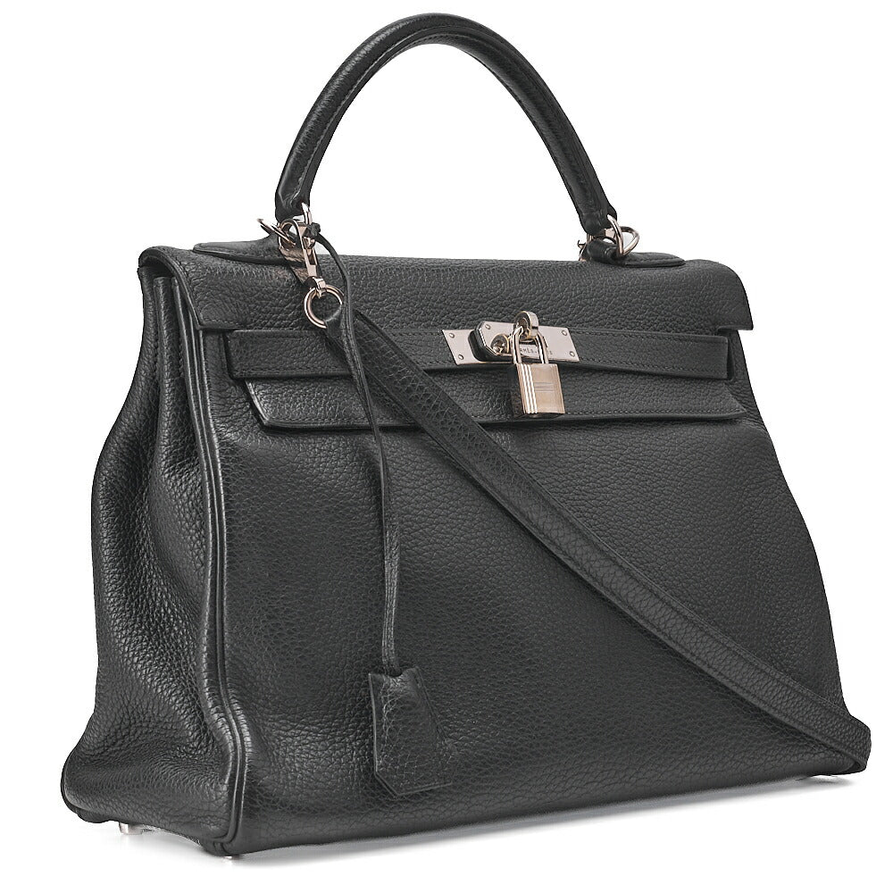 HERMES Kelly 32 Inseam Tryon 2way Shoulder Bag Black Silver-Tone Hardware, Pre-Owned