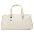 CHANEL Handbag Chocolate Bar Coco Mark Caviar Skin White Silver-Tone Hardware, Pre-Owned