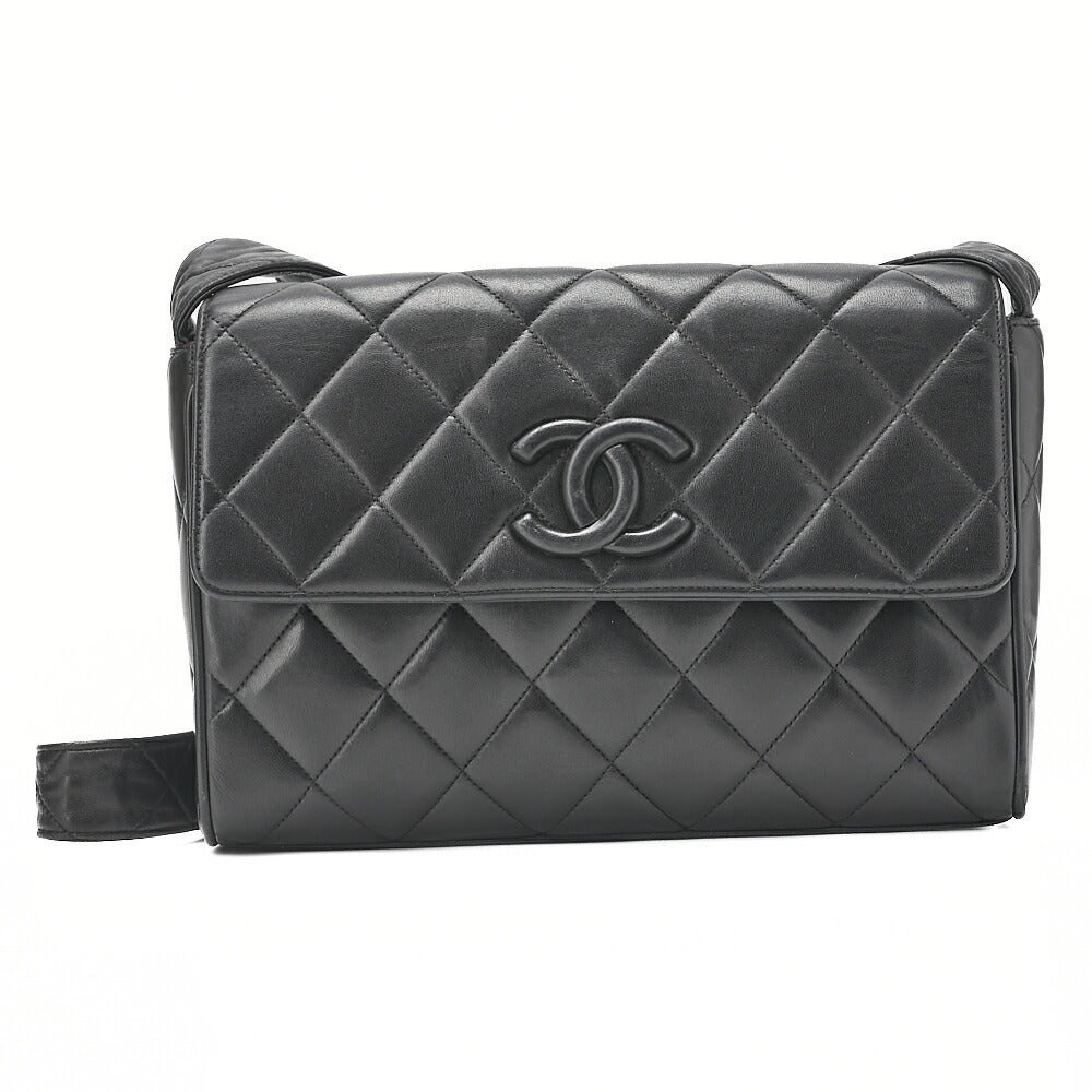 CHANEL Matelasse Cocomark Single Magnetic Lock One Shoulder Bag Lambskin Black Gold-Tone Hardware, Pre-Owned