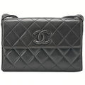 CHANEL Matelasse Coco Mark Single One Shoulder Bag Lambskin Black Gold-Tone Hardware, Pre-Owned