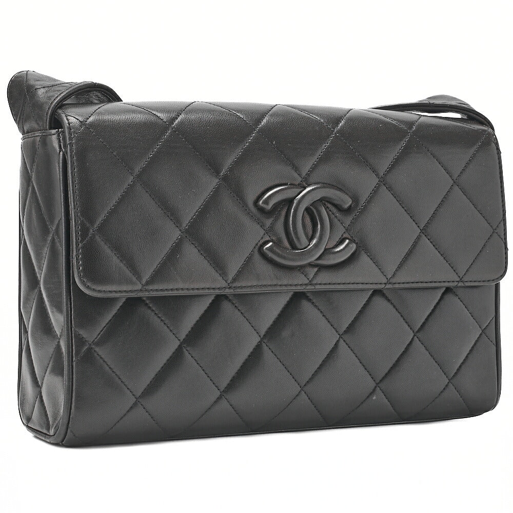 CHANEL Matelasse Coco Mark Single One Shoulder Bag Lambskin Black Gold-Tone Hardware, Pre-Owned