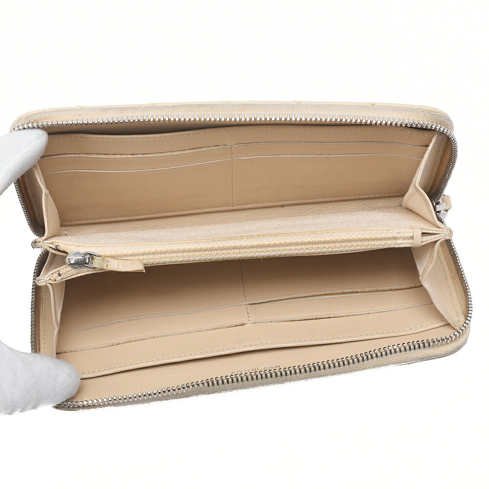 CHANEL Matelasse Round Long Wallet Caviar Skin Beige Silver-Tone Hardware, Pre-Owned