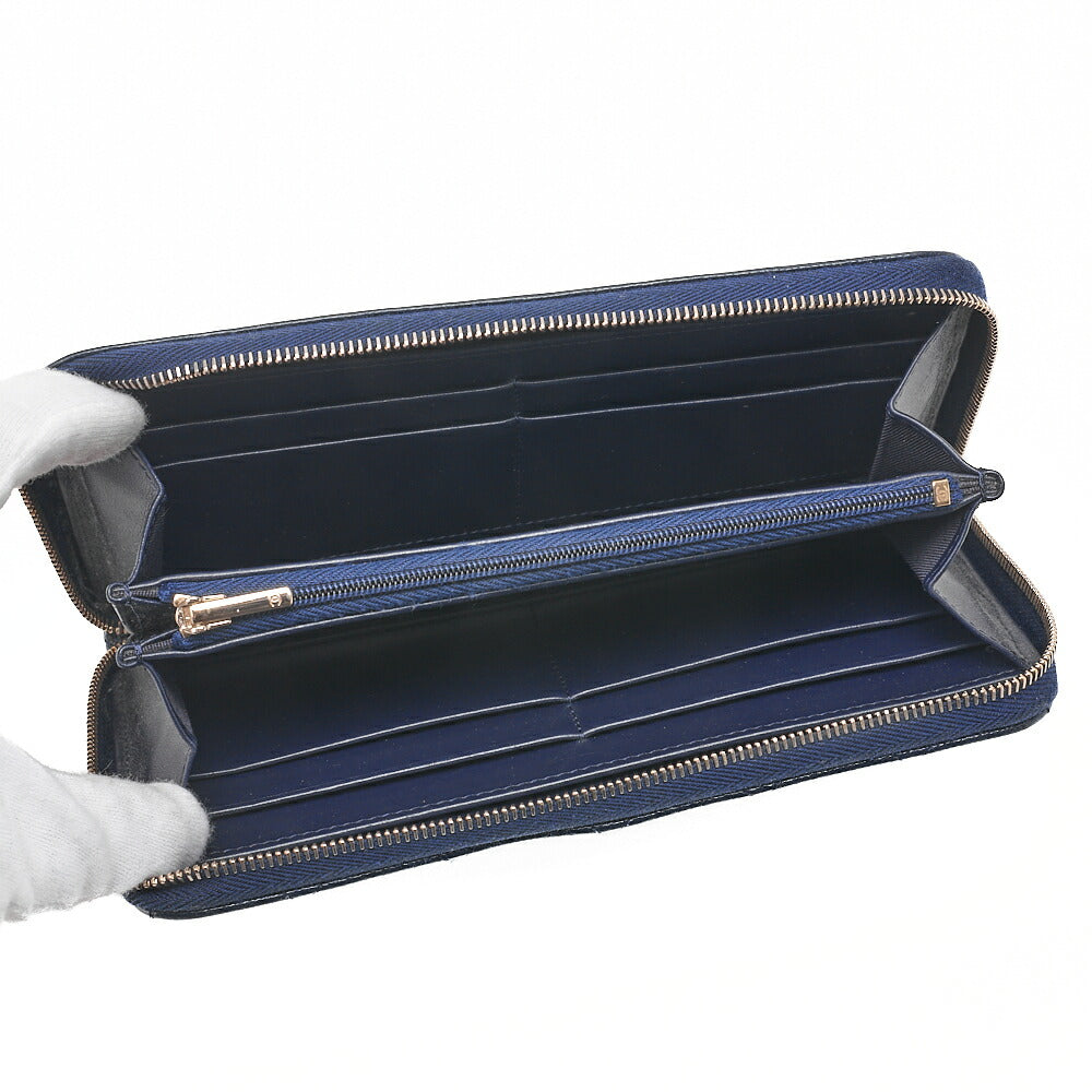 CHANEL Matelasse Round Long Wallet Caviar Skin Navy Gold-Tone Hardware, Pre-Owned