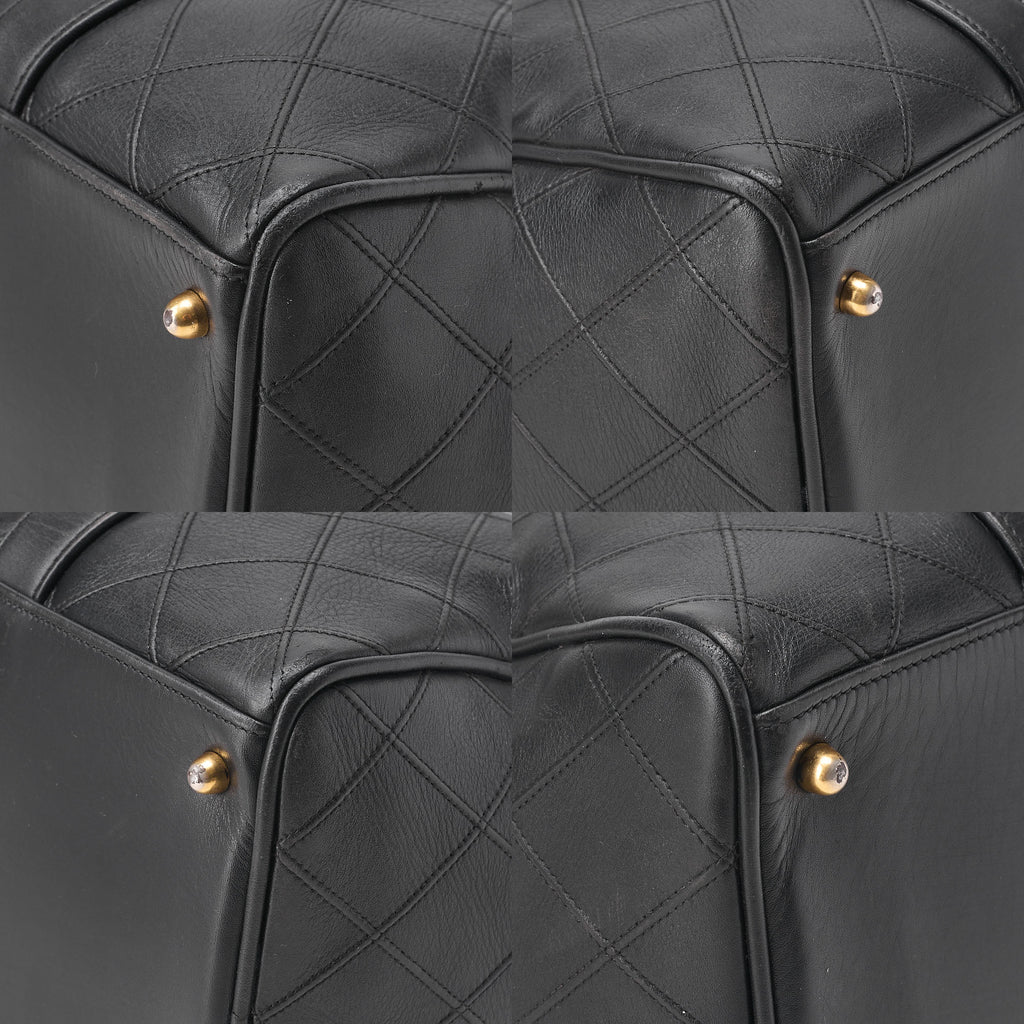 CHANEL Matelasse Bicolore 2WAY Shoulder Boston Lambskin Black Gold-Tone Hardware, Pre-Owned