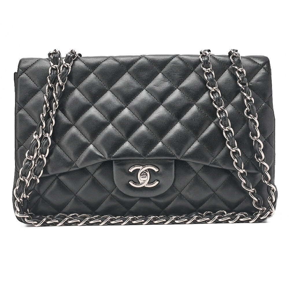 CHANEL Deca Matelasse30 Turnlock Chain Shoulder Bag Lambskin Black Silver-Tone Hardware, Pre-Owned