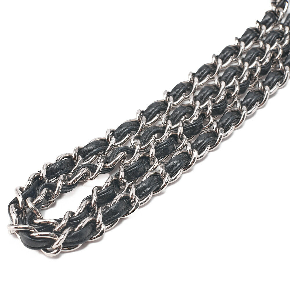 CHANEL Deca Matelasse30 Turnlock Chain Shoulder Bag Lambskin Black Silver-Tone Hardware, Pre-Owned