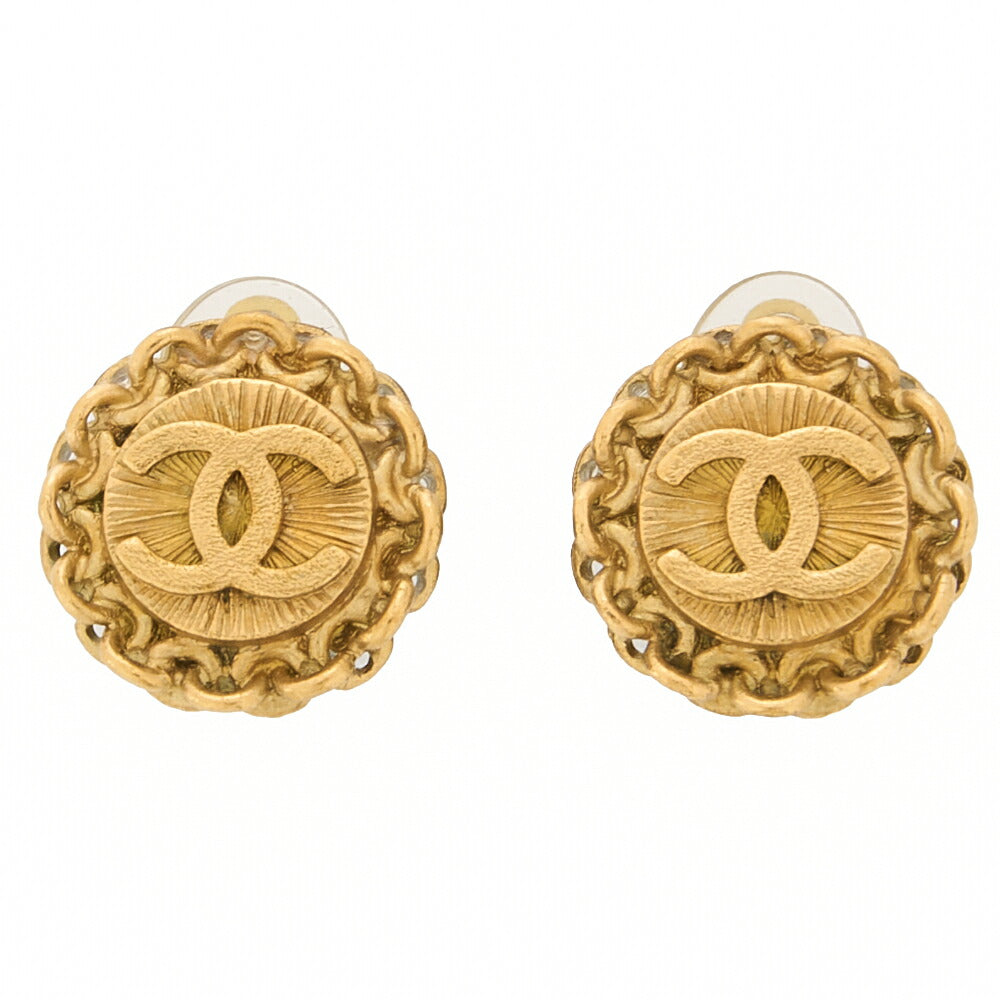 CHANEL Coco Mark Earrings 95P GP Gold Gold Plated-Tone Hardware, Pre-Owned