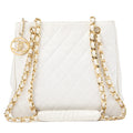 CHANEL Coco Mark Circle Coco Charm Chain Shoulder Bag Lambskin White Gold-Tone Hardware, Pre-Owned
