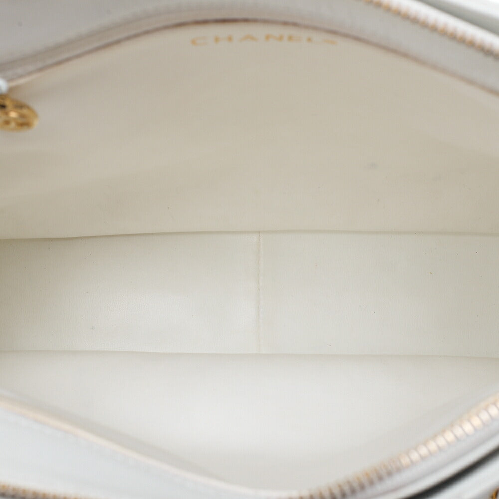 CHANEL Coco Mark Circle Coco Charm Chain Shoulder Bag Lambskin White Gold-Tone Hardware, Pre-Owned