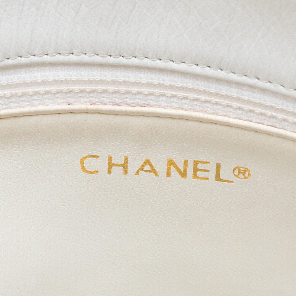 CHANEL Coco Mark Circle Coco Charm Chain Shoulder Bag Lambskin White Gold-Tone Hardware, Pre-Owned