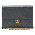 CHANEL Matelasse Push Lock 22cm Chain Shoulder Lambskin Black Gold-Tone Hardware, Pre-Owned