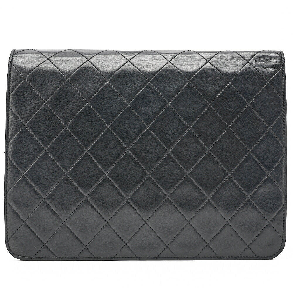 CHANEL Matelasse Push Lock 22cm Chain Shoulder Lambskin Black Gold-Tone Hardware, Pre-Owned