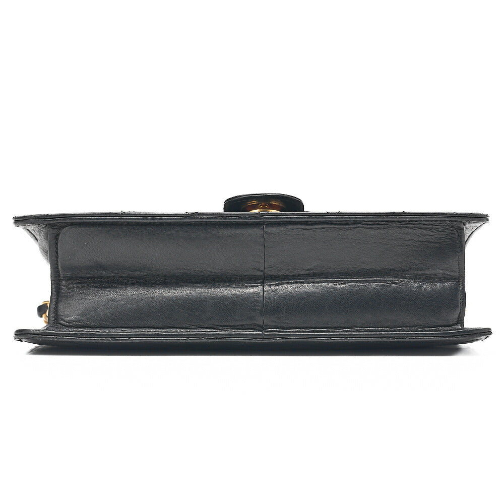 CHANEL Matelasse Push Lock 22cm Chain Shoulder Lambskin Black Gold-Tone Hardware, Pre-Owned