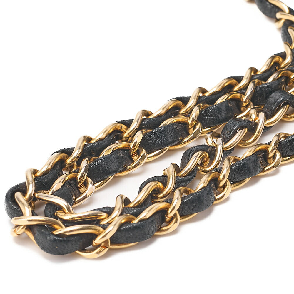 CHANEL Matelasse Push Lock 22cm Chain Shoulder Lambskin Black Gold-Tone Hardware, Pre-Owned