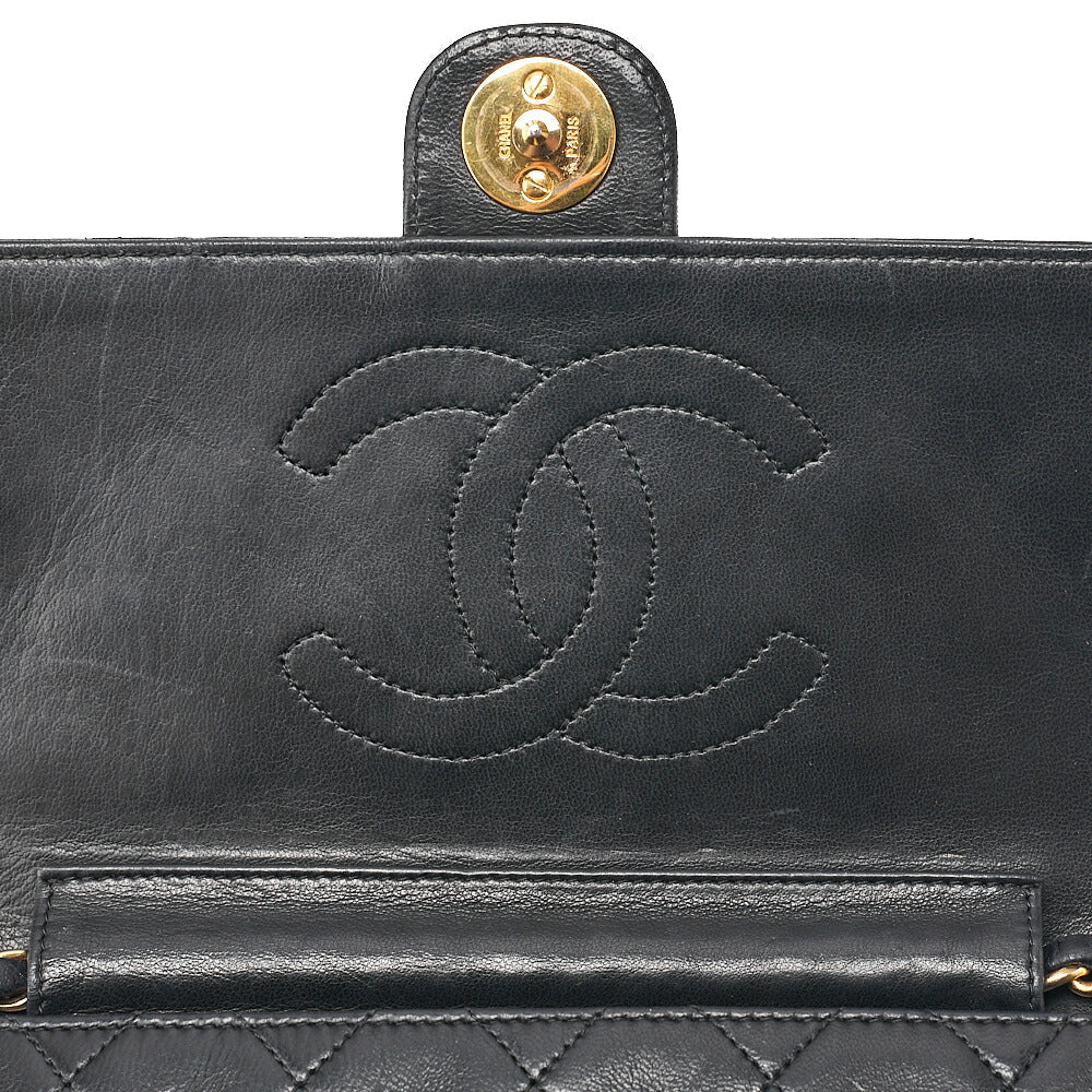 CHANEL Matelasse Push Lock 22cm Chain Shoulder Lambskin Black Gold-Tone Hardware, Pre-Owned