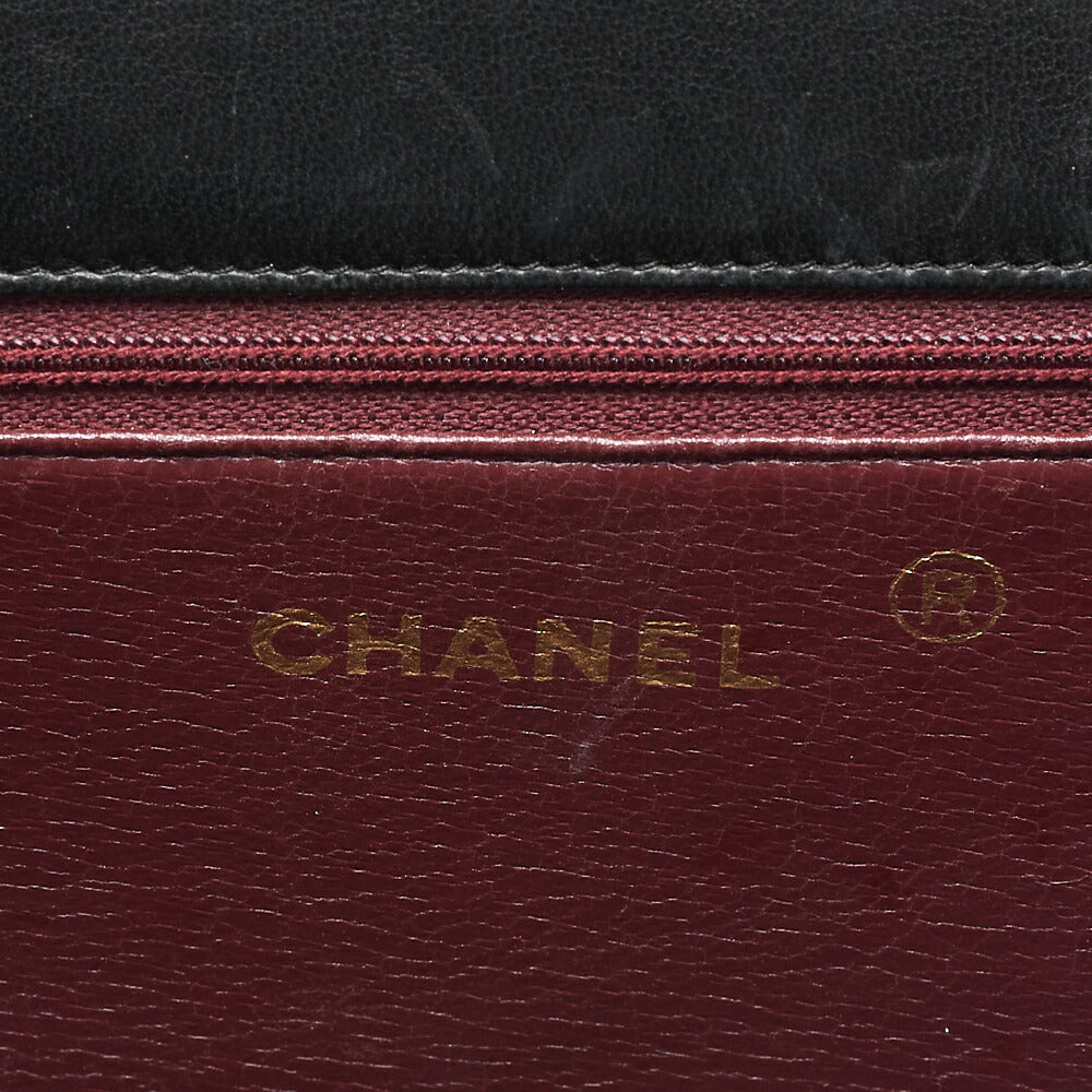 CHANEL Matelasse Push Lock 22cm Chain Shoulder Lambskin Black Gold-Tone Hardware, Pre-Owned