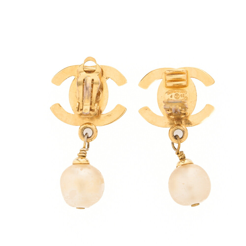 CHANEL Earrings Cocomark 96P GP x Faux Pearl Gold Gold Plated-Tone Hardware, Pre-Owned