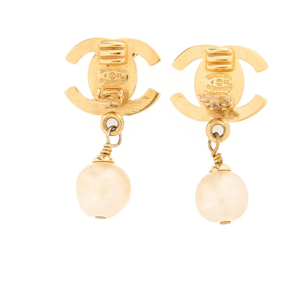 CHANEL Earrings Cocomark 96P GP x Faux Pearl Gold Gold Plated-Tone Hardware, Pre-Owned
