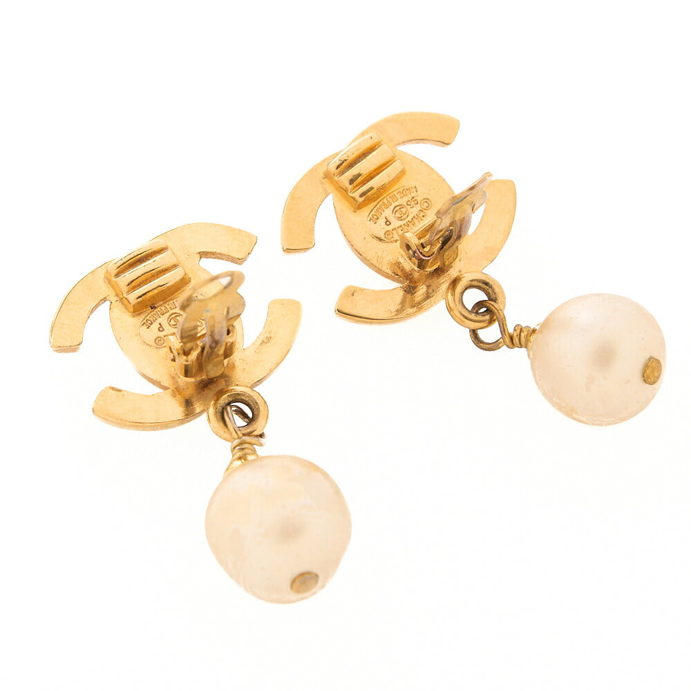 CHANEL Earrings Cocomark 96P GP x Faux Pearl Gold Gold Plated-Tone Hardware, Pre-Owned