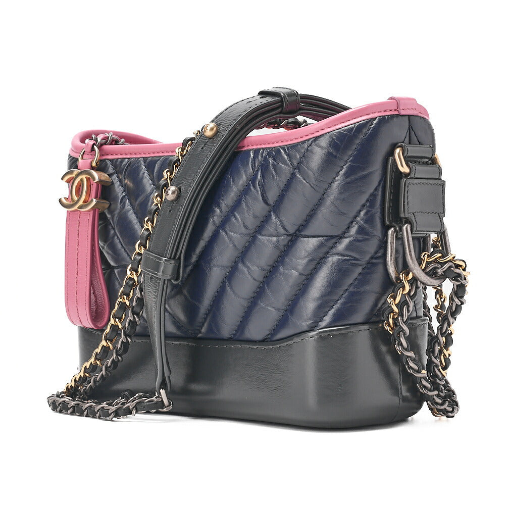 CHANEL Chain Shoulder Bag Matelasse  Gabrieldo Vintage Calf Black x Navy x Pink Silver x Gold -Tone Hardware, Pre-Owned