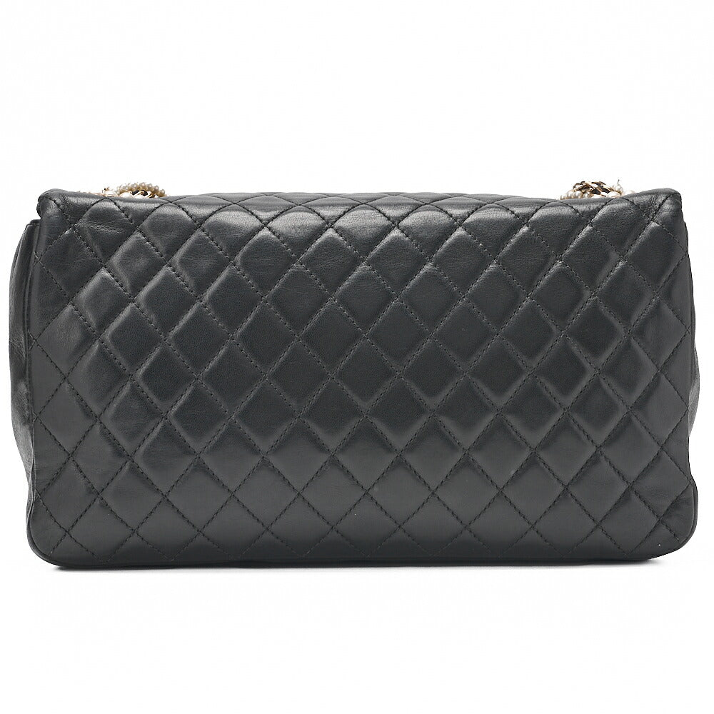CHANEL Lambskin Matelasse 25cm Westminster Pearl Chain Hand Black Gold-Tone Hardware, Pre-Owned