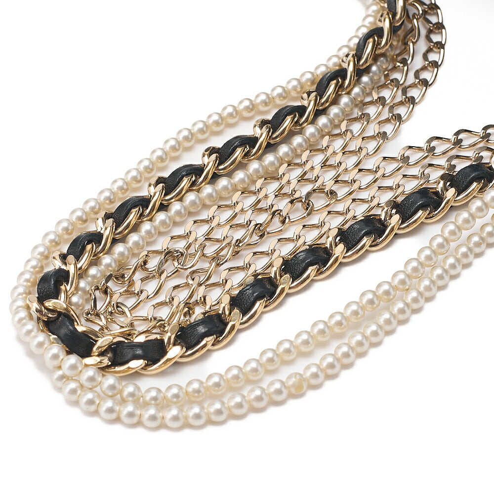 CHANEL Lambskin Matelasse 25cm Westminster Pearl Chain Hand Black Gold-Tone Hardware, Pre-Owned