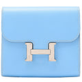 HERMES Constance Compact Bi-Fold Wallet Epson Blue Paradise Silver-Tone Hardware, Pre-Owned