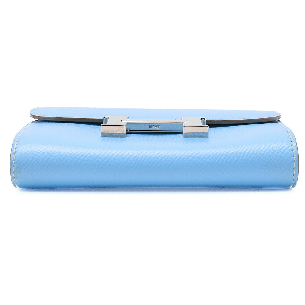 HERMES Constance Compact Bi-Fold Wallet Epson Blue Paradise Silver-Tone Hardware, Pre-Owned