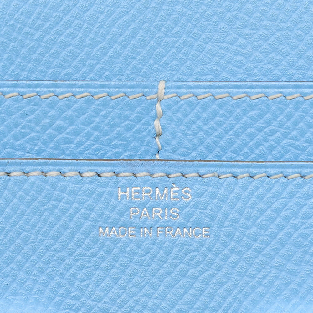 HERMES Constance Compact Bi-Fold Wallet Epson Blue Paradise Silver-Tone Hardware, Pre-Owned