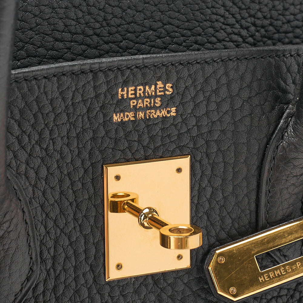 HERMES Birkin 35 Togo Handbag Black Gold-Tone Hardware, Pre-Owned