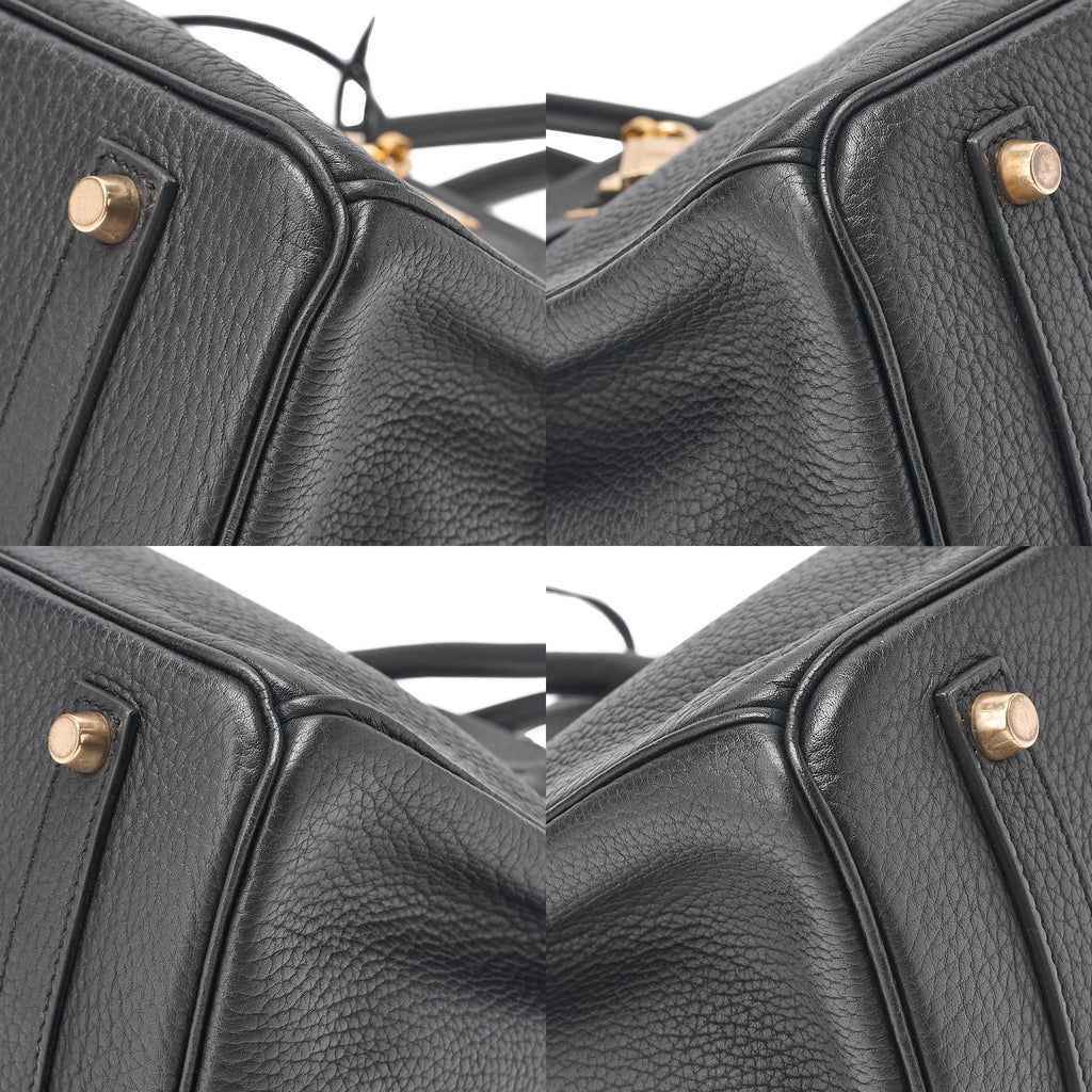 HERMES Birkin 35 Togo Handbag Black Gold-Tone Hardware, Pre-Owned