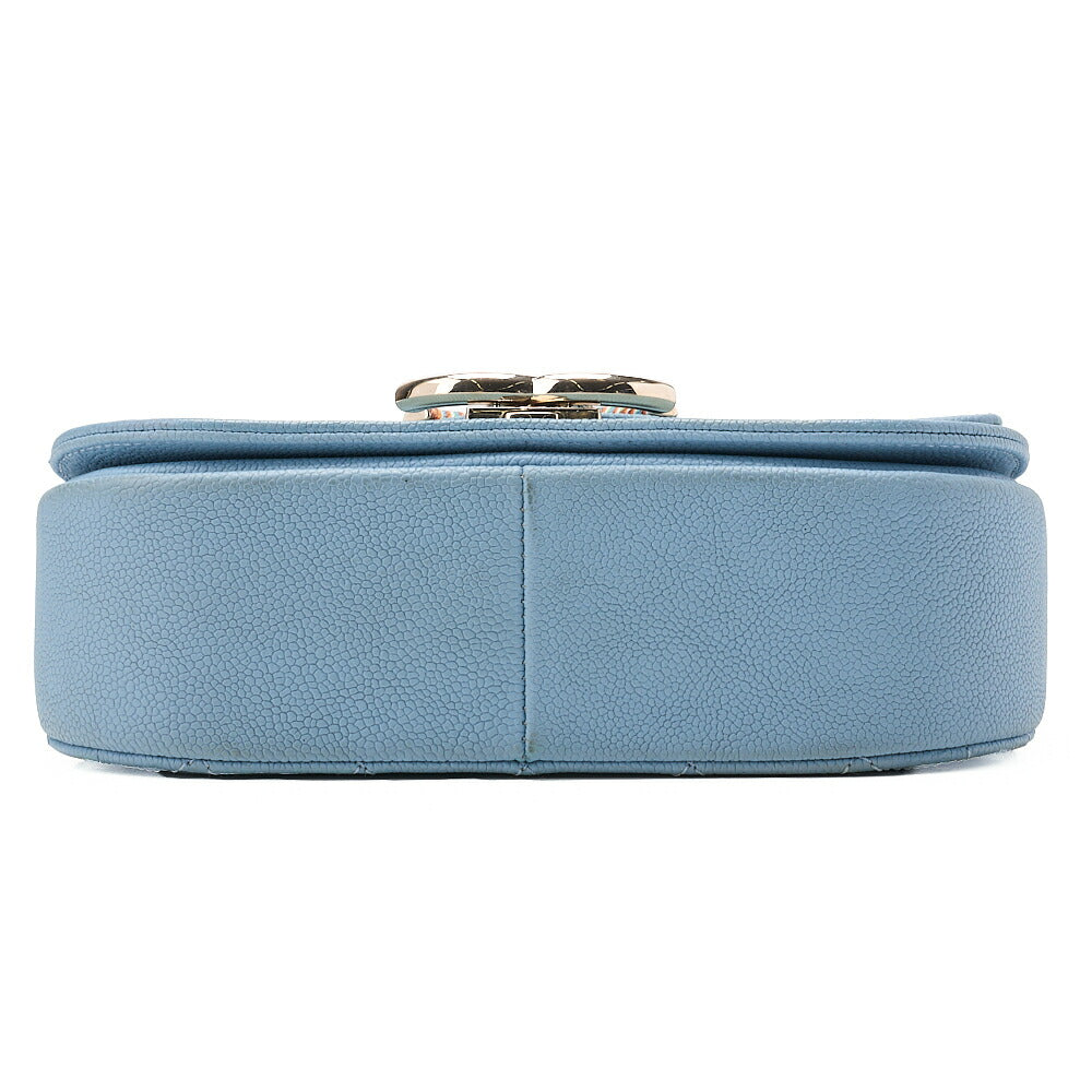 CHANEL Matelasse Half Coco Mark 2WAY Shoulder Caviar Skin Blue Multicolor Gold-Tone Hardware, Pre-Owned