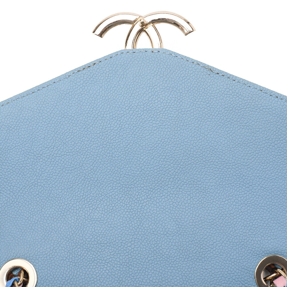 CHANEL Matelasse Half Coco Mark 2WAY Shoulder Caviar Skin Blue Multicolor Gold-Tone Hardware, Pre-Owned