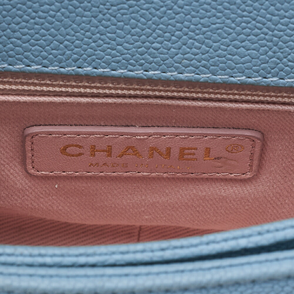 CHANEL Matelasse Half Coco Mark 2WAY Shoulder Caviar Skin Blue Multicolor Gold-Tone Hardware, Pre-Owned