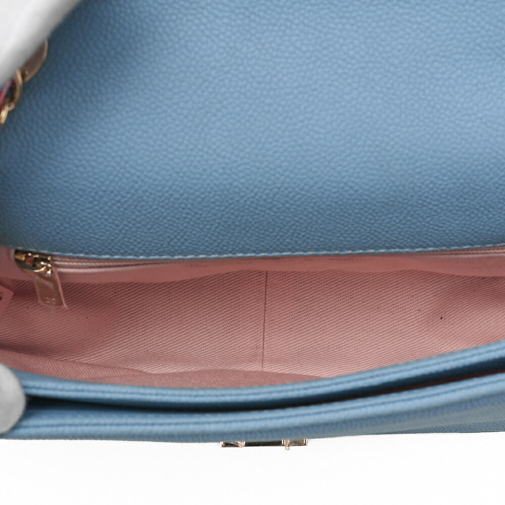 CHANEL Matelasse Half Coco Mark 2WAY Shoulder Caviar Skin Blue Multicolor Gold-Tone Hardware, Pre-Owned