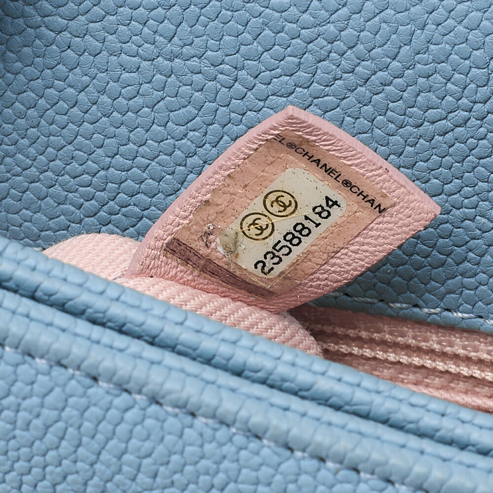 CHANEL Matelasse Half Coco Mark 2WAY Shoulder Caviar Skin Blue Multicolor Gold-Tone Hardware, Pre-Owned