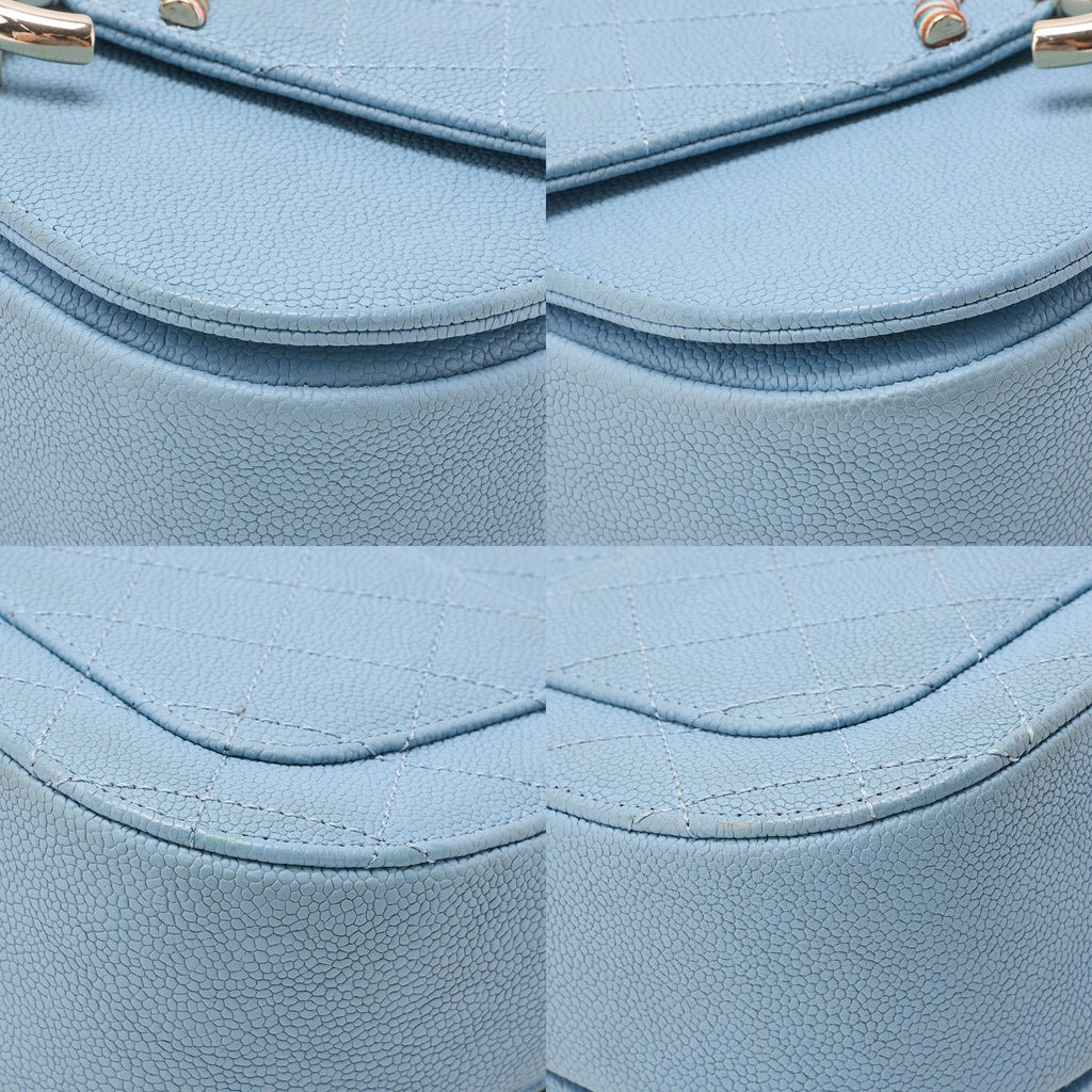 CHANEL Matelasse Half Coco Mark 2WAY Shoulder Caviar Skin Blue Multicolor Gold-Tone Hardware, Pre-Owned