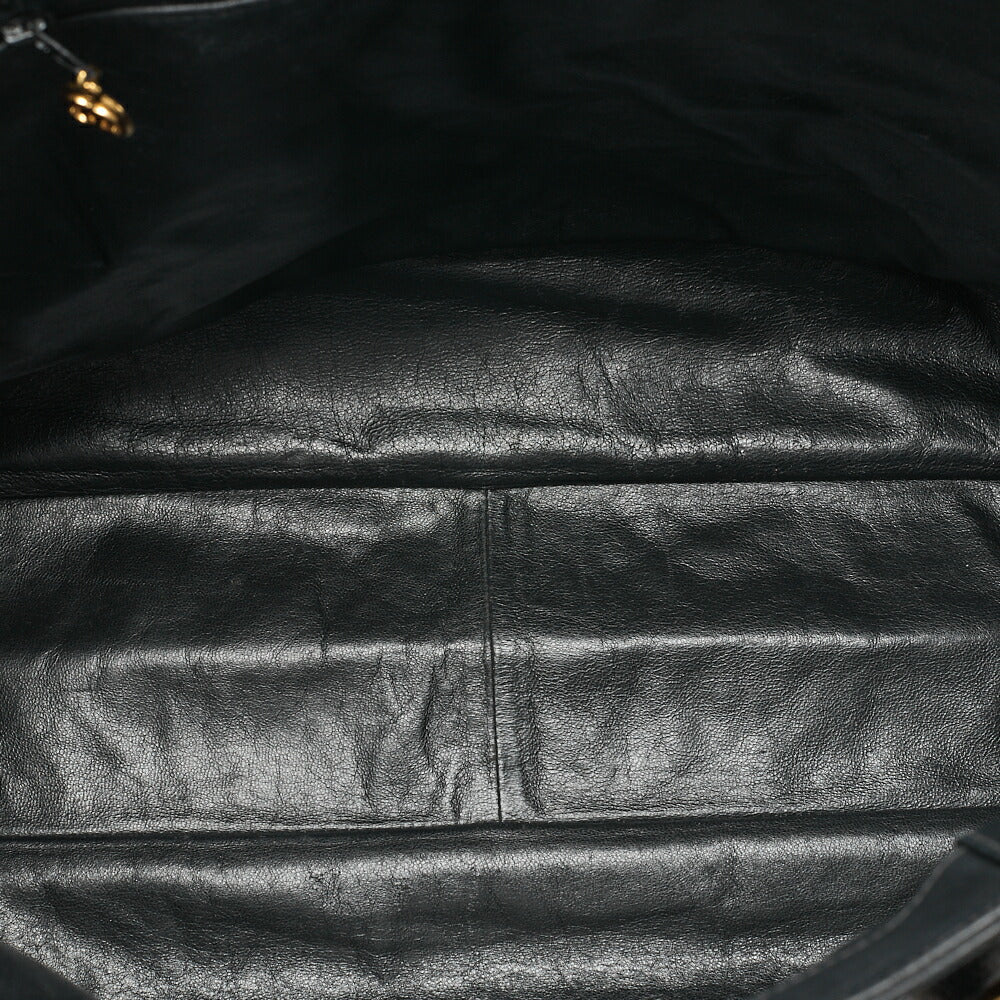 CHANEL Lambskin Big Coco Mark Giant Chain Tote Black Gold-Tone Hardware, Pre-Owned