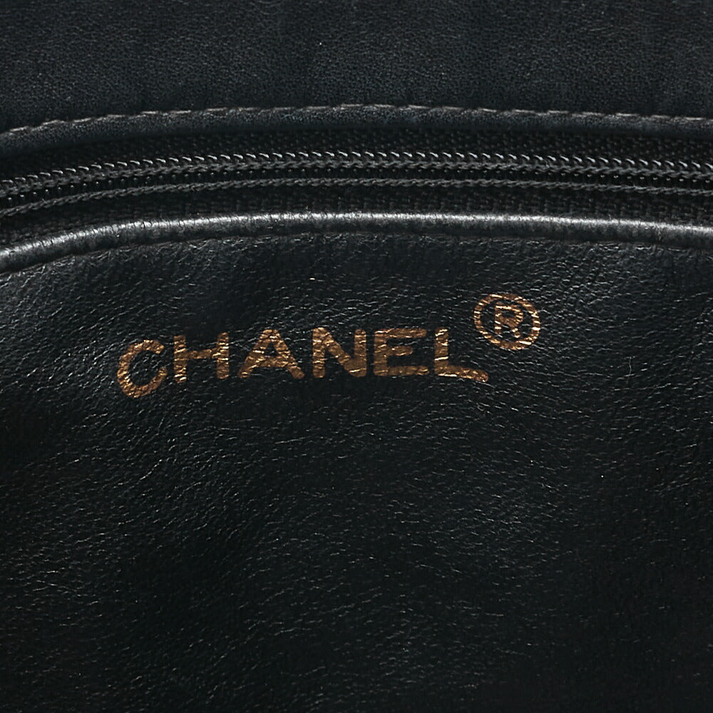 CHANEL Lambskin Big Coco Mark Giant Chain Tote Black Gold-Tone Hardware, Pre-Owned