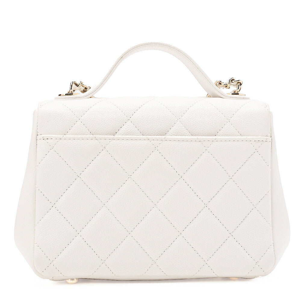 CHANEL Matelasse Business Affinity 2-Way Shoulder Bag Caviar Skin White Gold-Tone Hardware, Pre-Owned