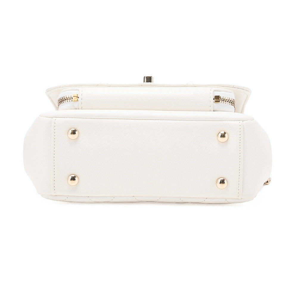 CHANEL Matelasse Business Affinity 2-Way Shoulder Bag Caviar Skin White Gold-Tone Hardware, Pre-Owned
