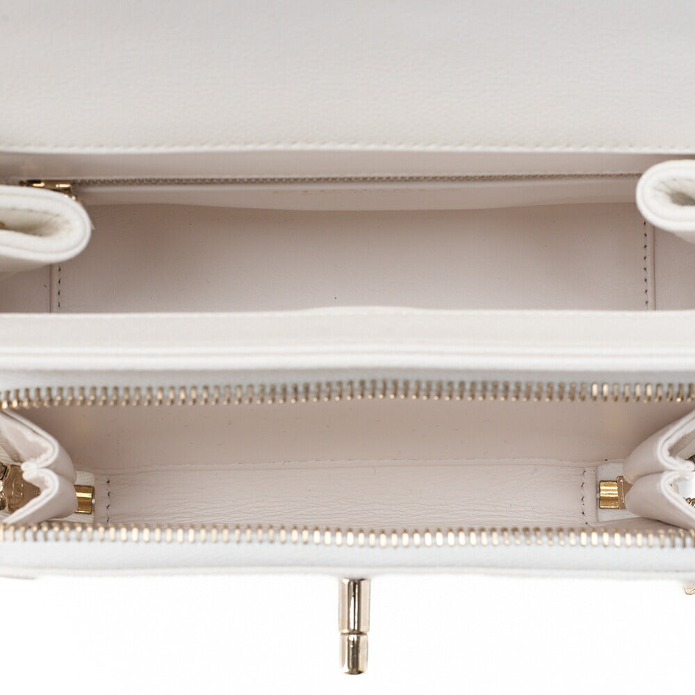 CHANEL Matelasse Business Affinity 2-Way Shoulder Bag Caviar Skin White Gold-Tone Hardware, Pre-Owned